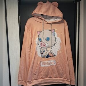Inosuke Demon Slayer Graphic Hoodie with Ears